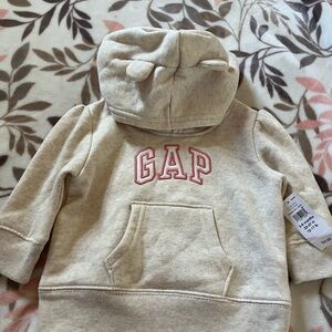 GAP Kids Beige Hoodie with Pink Logo